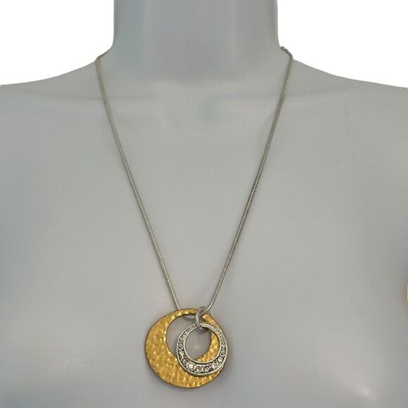 Chico's Shakira Gold Silver Toned Pendant Necklace NWT - Picture 2 of 8